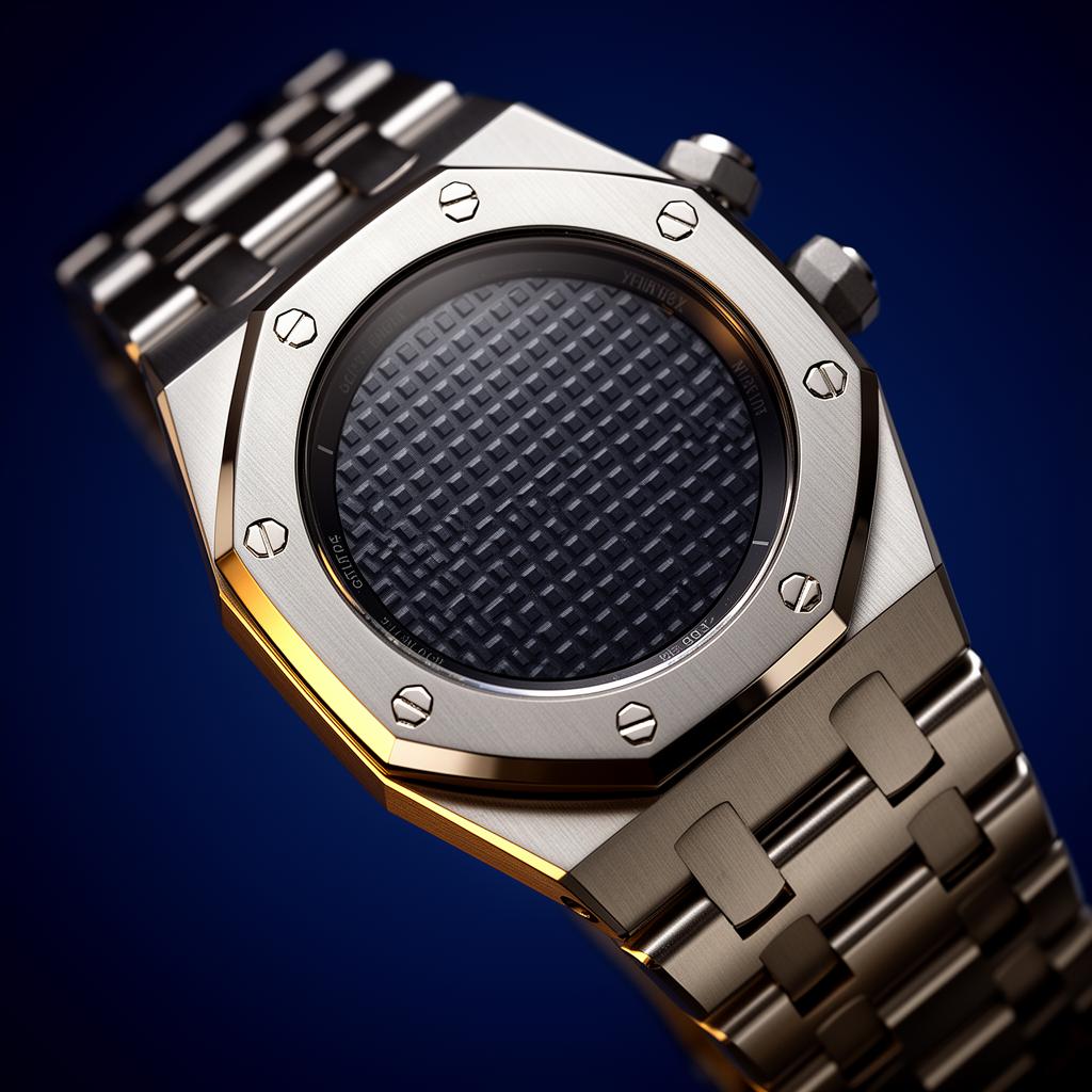 Sfeerbeeld van een luxe sporthorloge met achthoekige bezel en geïntegreerde stalen band